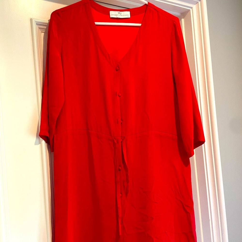 Designer Amanda Uprichard Silk Dress with drawstring waist. Size Medium.